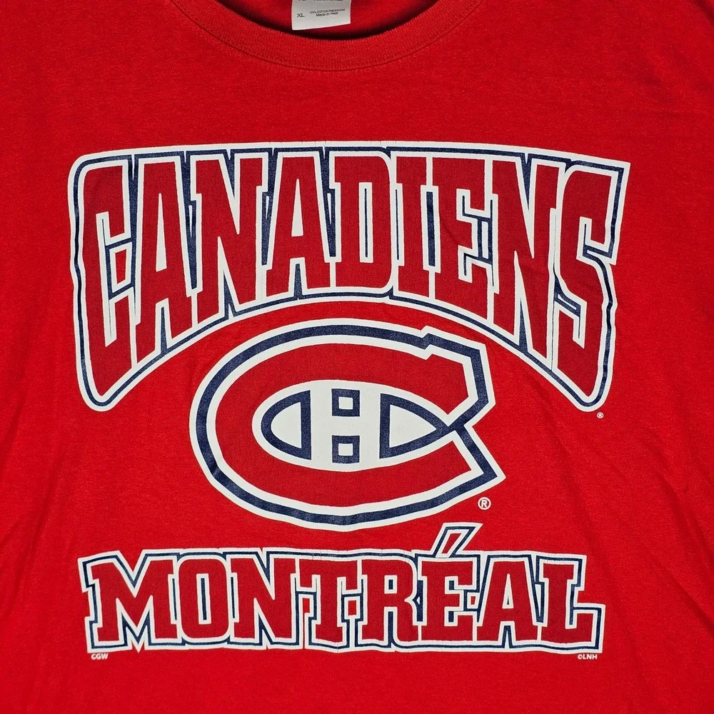 Gildan T-Shirt Mens XL Montreal Canadiens NHL Hockey Graphic Heavy Cotton Y2K